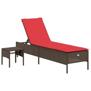 vidaXL Patio Sun Lounger Brown PE rattan 78 x 21.7 x 38.2 in
