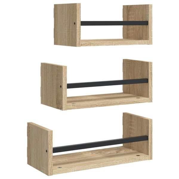 vidaXL Wall Shelf Set Sonoma Oak Engineered wood Medium Wall mounting