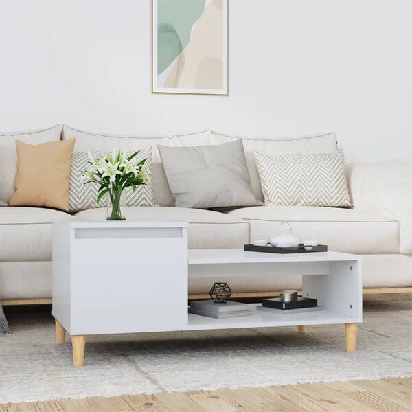 vidaXL Coffee Table High gloss white Engineered wood 39.4 x 19.7 x 17.7 in