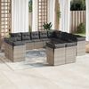 vidaXL Garden Sofa Set Grey PE Rattan, Powder-Coated Steel, Polyester Fabric