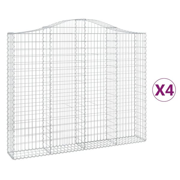 vidaXL Arched Gabion Baskets 4 pcs 78.7x11.8x160/180" Galvanised Iron