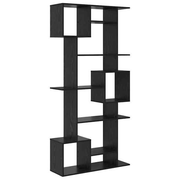 vidaXL Book Cabinet Black Oak 36.22 x 11.42 x 74.02 in Engineered Wood