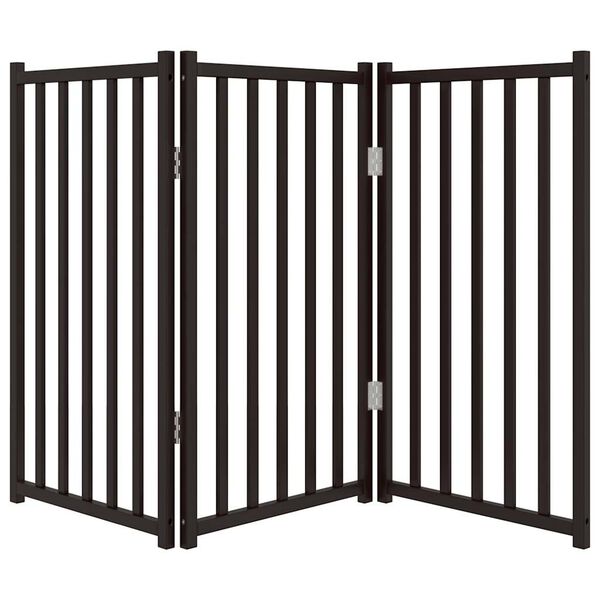 vidaXL Dog Gate Set of 3 Black Solid fir wood 59.1 in long