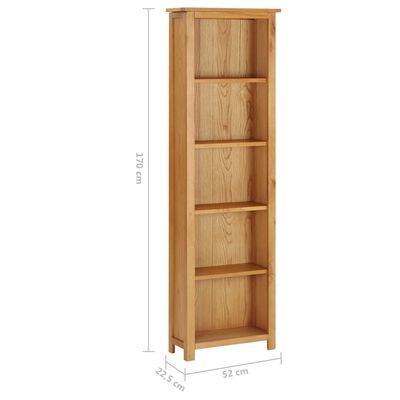 vidaXL Bookcase 20.5"x8.8"x66.9" Solid Oak Wood