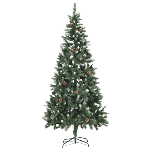 vidaXL Christmas Tree Green and white PVC 82.7 in Decorative Inlays