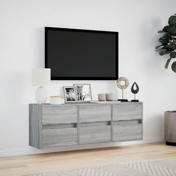 vidaXL TV Wall Cabinet Grey Sonoma Engineered Wood Medium