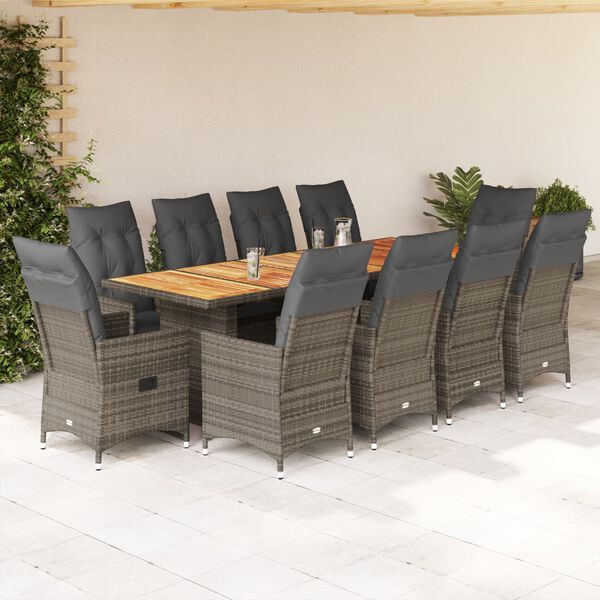 vidaXL Bistro Set Grey PE rattan 10-seater Garden Bistro Set