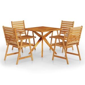 vidaXL Garden Dining Set Natural wood Solid acacia wood 5 piece set