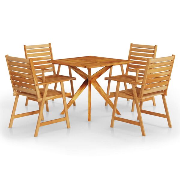 vidaXL Garden Dining Set Natural wood Solid acacia wood 5 piece set