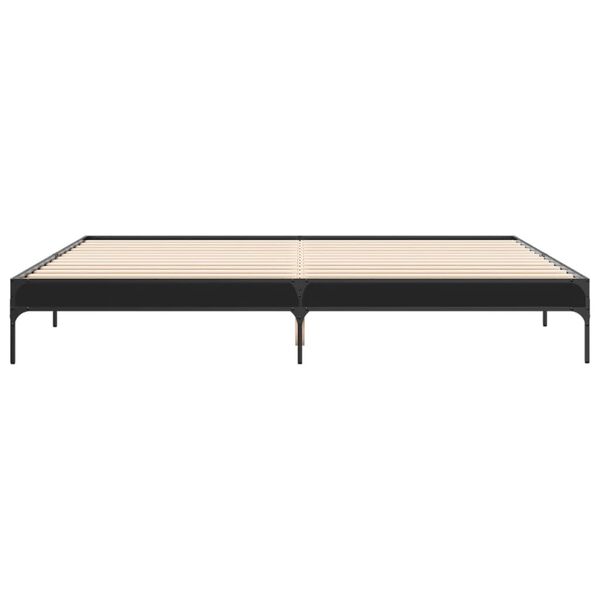 vidaXL Bed Frame Black Engineered wood, Metal 79.9x79.9 in Durable