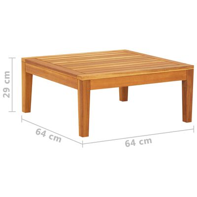 vidaXL Patio Table 25.2"x25.2"x11.4" Solid Acacia Wood