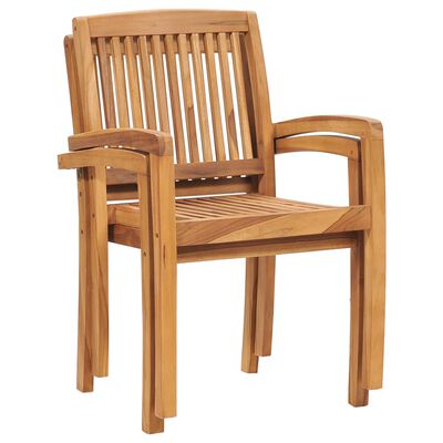 vidaXL Stacking Patio Dining Chairs 2 pcs Solid Teak Wood