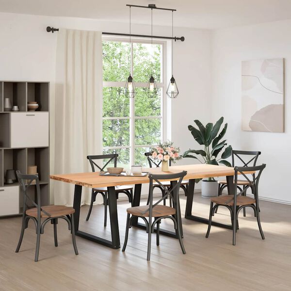 vidaXL Dining Table Leg Set of 3 Black Powder-coated steel