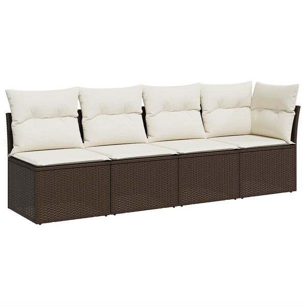 vidaXL Garden Sofa Brown, Cream White