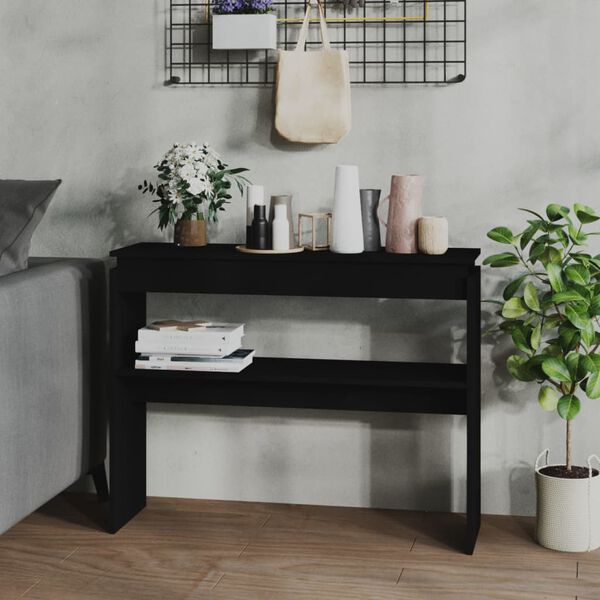 vidaXL Console Table Black Engineered wood 40.2x11.8x31.5 in Modern