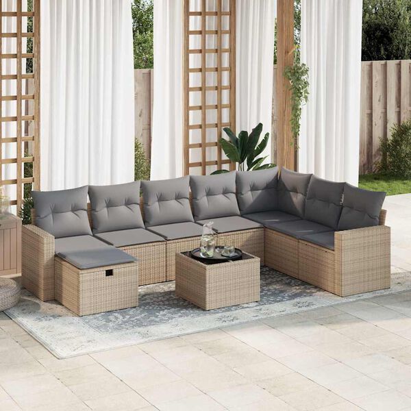 vidaXL Garden Sofa Set Beige, Light Grey