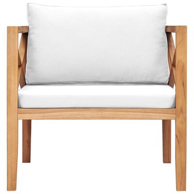 vidaXL Patio Chair with Cream Cushions Solid Wood Teak