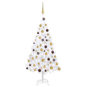 vidaXL Artificial Pre-lit Christmas Tree with Ball Set White 47.2" PVC