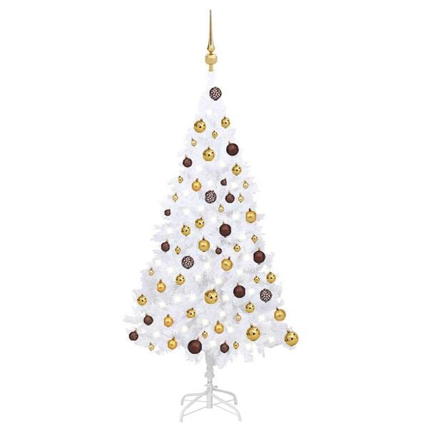 vidaXL Artificial Pre-lit Christmas Tree with Ball Set White 47.2" PVC