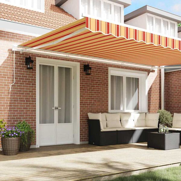 vidaXL Retractable Awning Yellow and Orange 196.85" x 118.11