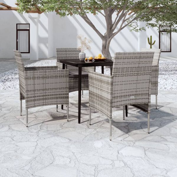 vidaXL Garden Dining Set Grey and Black