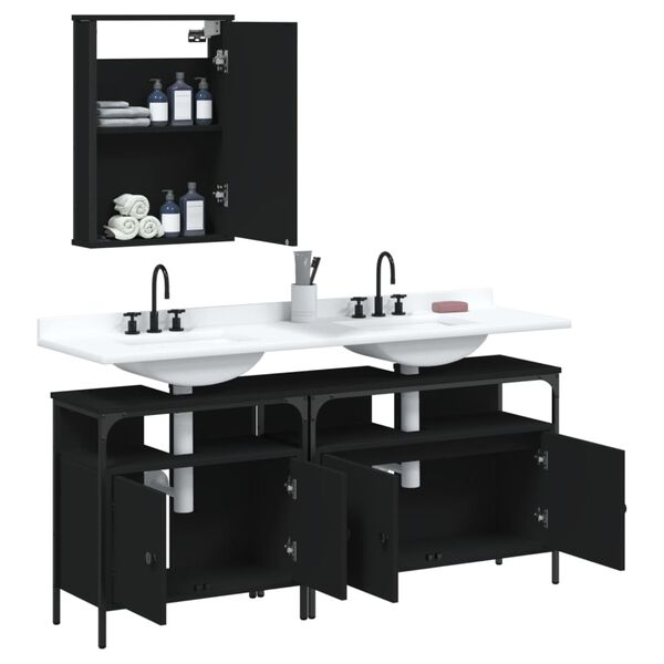 vidaXL Bathroom Furniture Set Black