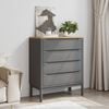 vidaXL Drawer Cabinet Grey Solid Pine Wood Medium Chest of Drawers