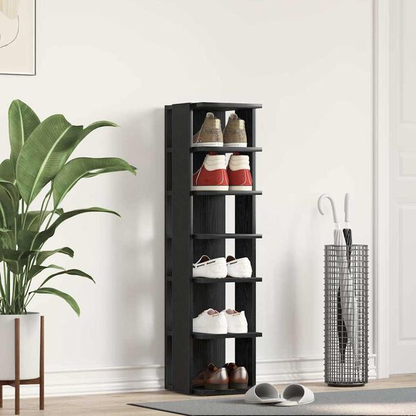 vidaXL Shoe Cabinet Black Oak 9.8x10.6x40.2" Engineered Wood