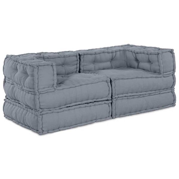 vidaXL Modular Sofa 2 pcs Grey 55.12 x 27.56 x 22.05 in Fabric