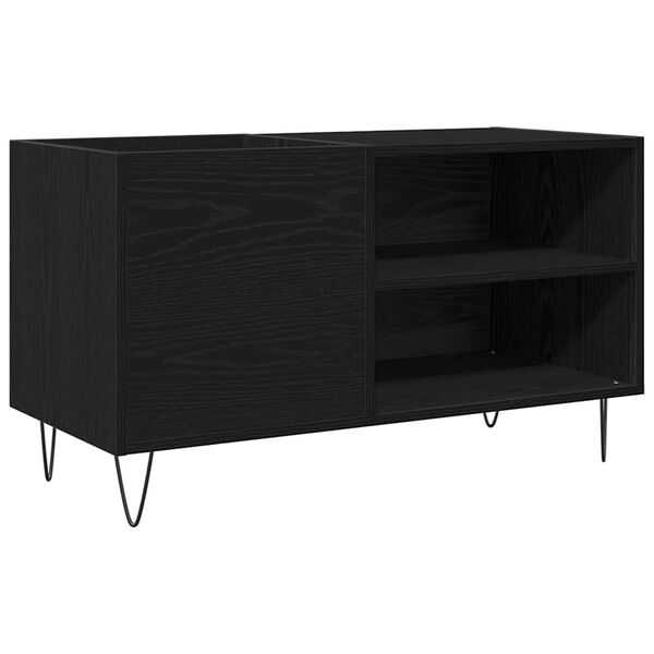 vidaXL Record Cabinet with Shelf Black Oak 33.46 x 14.96 x 18.90 in