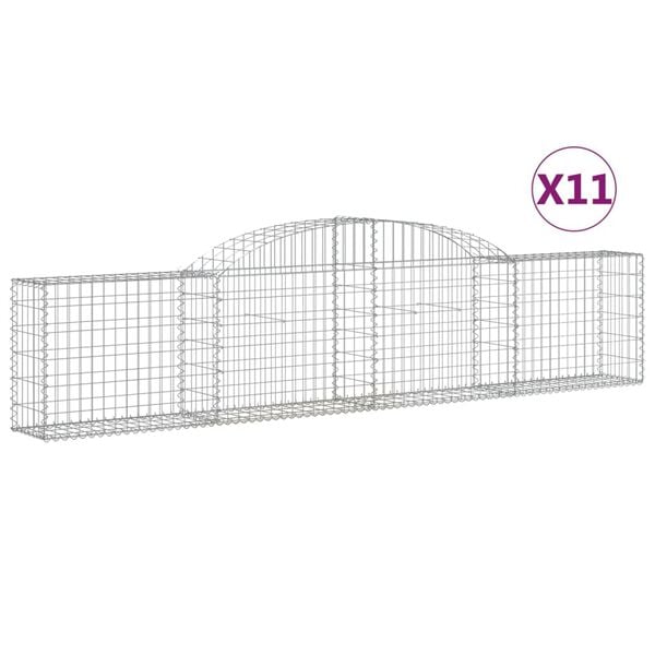 vidaXL Gabion Basket Set of 11 Silver Galvanized Iron Large Tough