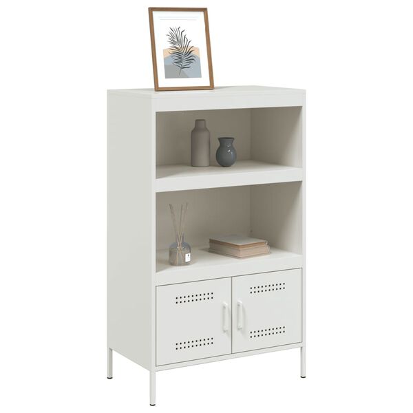 vidaXL Highboard White Steel Medium Highboard Rectangular Industrial