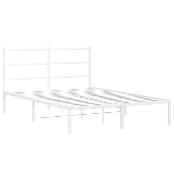 vidaXL Bed Frame White Powder-Coated Steel Double Bed Frame