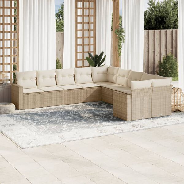vidaXL Garden Sofa Set Beige PE Rattan Large Modular Garden Sofa Set