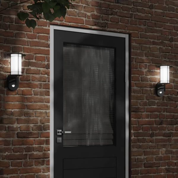 vidaXL Outdoor Wall Light Black Stainless steel, Polycarbonate Medium