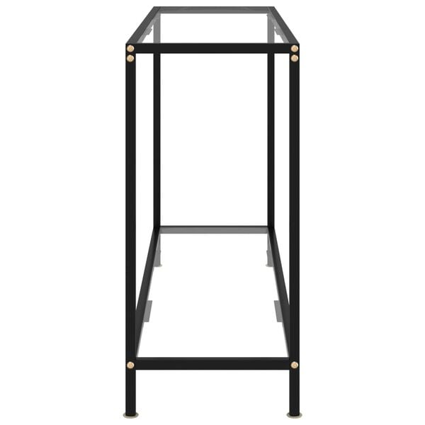 vidaXL Console Table Clear and Black Tempered Glass, Powder-Coated Steel