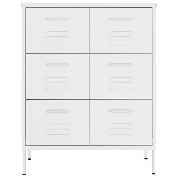 vidaXL Drawer Cabinet White Steel Medium Fully Extendable