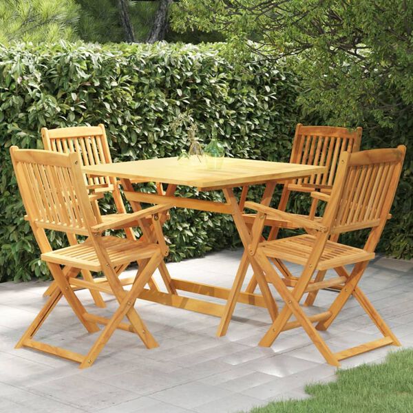vidaXL Garden Dining Set Brown Solid Acacia Wood Compact Foldable