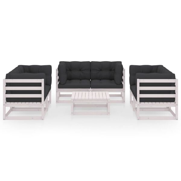 vidaXL Garden Lounge Set White and Anthracite