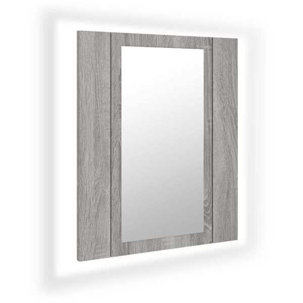 vidaXL LED Mirror Cabinet Gray sonoma Engineered wood, acrylic
