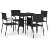 vidaXL Garden Dining Set Black Poly Rattan Medium Stackable