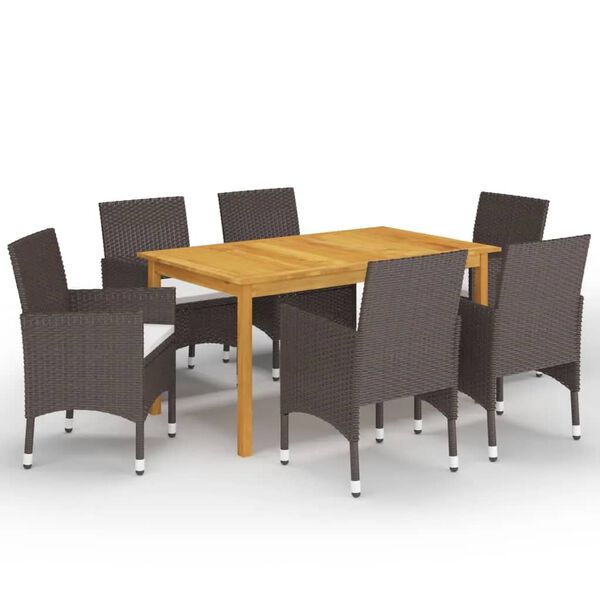 vidaXL Garden Dining Set Brown and Cream White