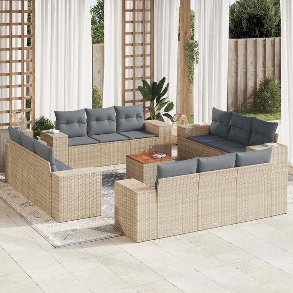 vidaXL Garden Sofa Set Beige and Light Grey