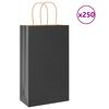 vidaXL Paper Bags 250 pcs with Handles Black 21x11x36 cm