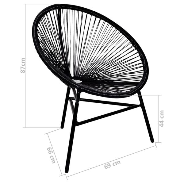 vidaXL Chair Black Poly Rattan Standard Durable Chair Oval
