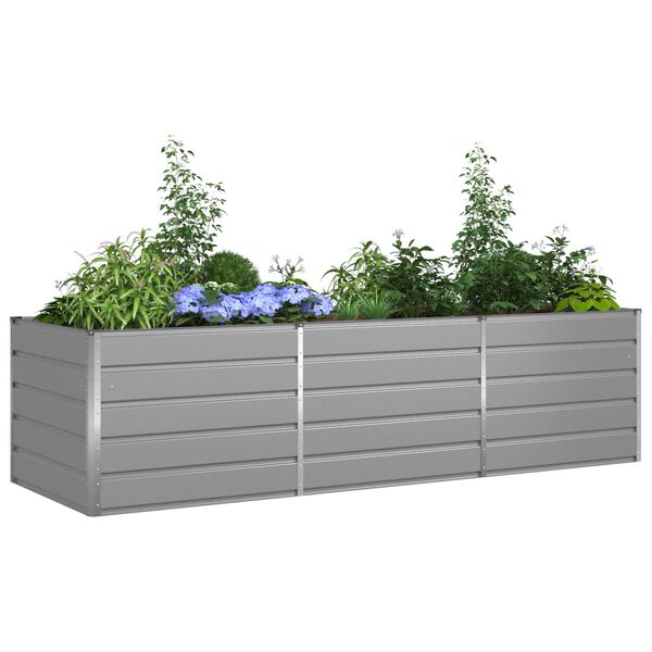vidaXL Planter Light Grey 195 x 100 x 45 cm Galvanised Steel