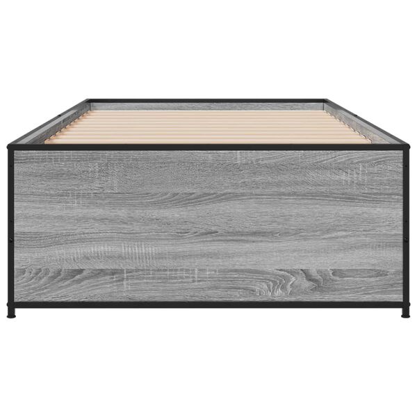 vidaXL Bed Frame Grey Sonoma Engineered Wood, Steel Small Single