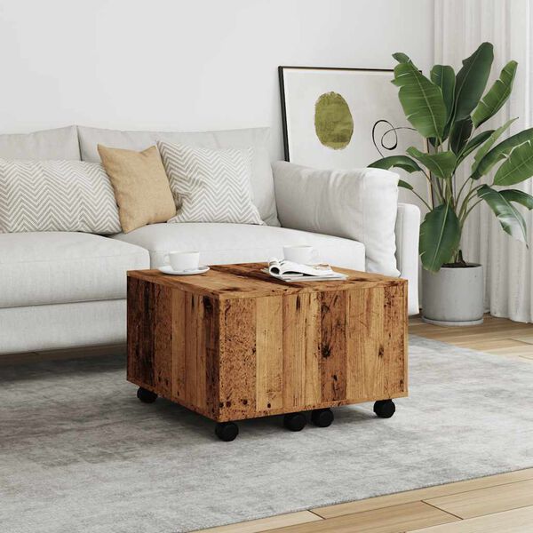 vidaXL Coffee Table Old Wood Engineered Wood 23.6 x 23.6 in Coffee Table