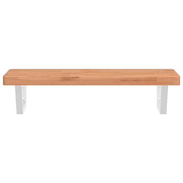 vidaXL Basin Shelf Beech Wood with White Bracket Solid beech wood, Steel