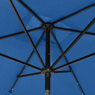 vidaXL Parasol with LEDs and Steel Pole Azure Blue 6.6'x9.8'